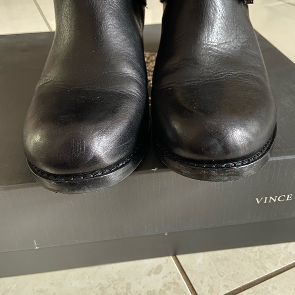 Vince Camuto Black Leather Quilted Moto Boots - Picture 5 of 8